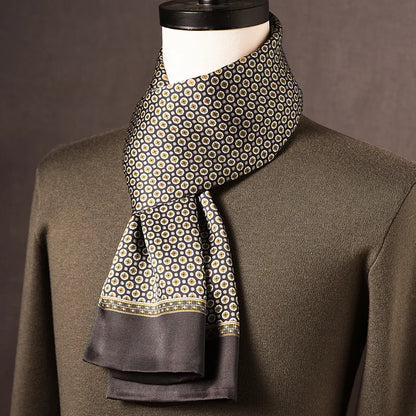 Écharpe homme soie 100% Mulberry à pois double épaisseur 160 cm