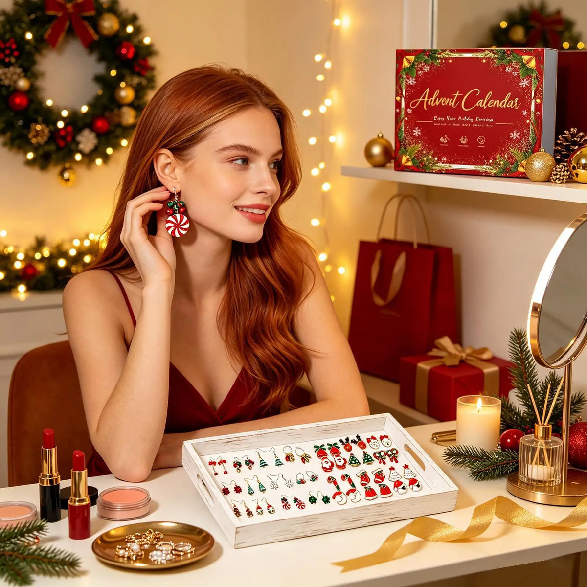 Calendrier de l avent bijoux boucles d oreilles femme Noël 24 jours