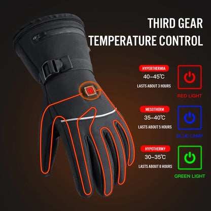 Gants chauffants moto imperméables rechargeables hiver doigts complets unisexe