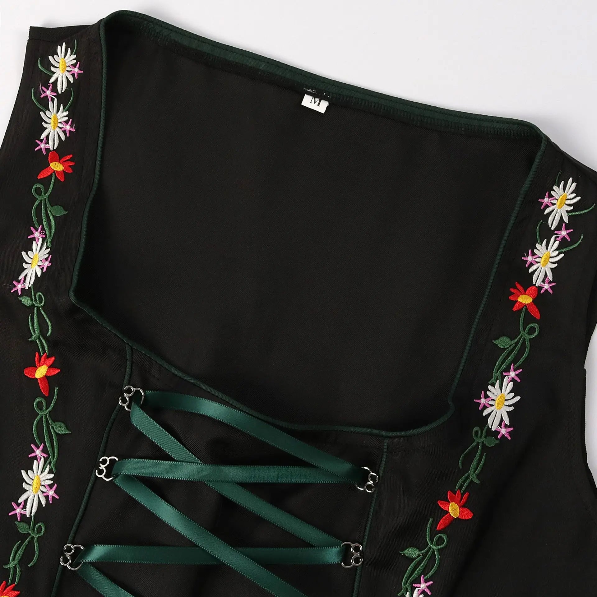 Robe Dirndl Femme - Tissu Léger - Vert & Noir - Prête pour Oktoberfest