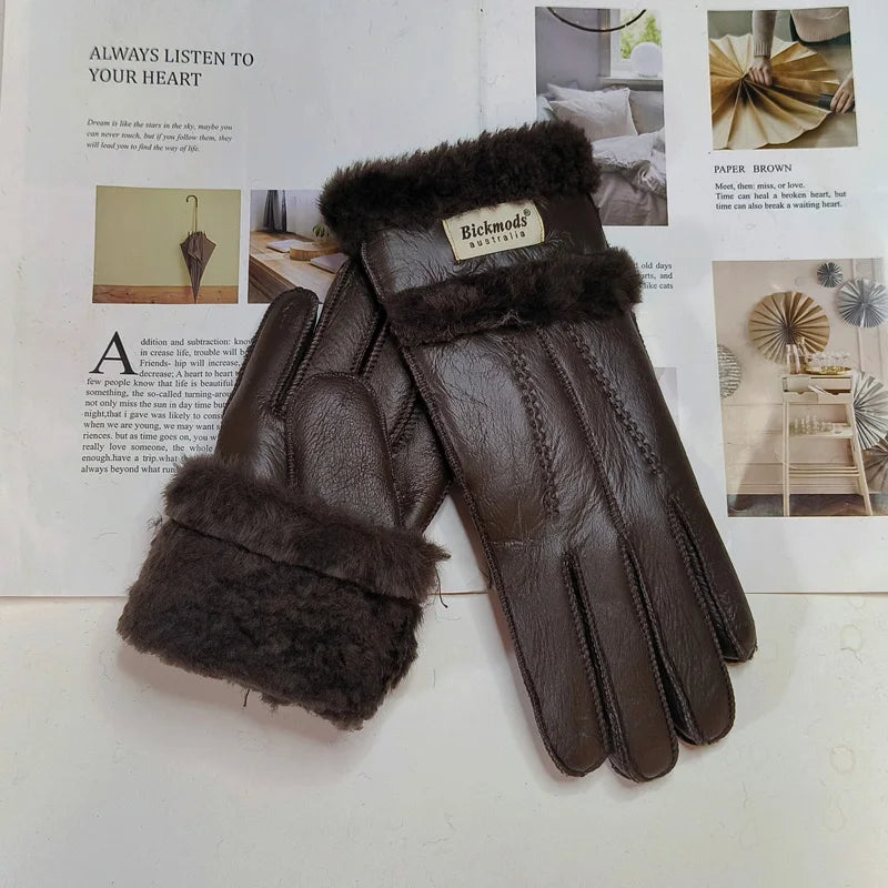 Gants femme cuir agneau doublure laine coutures main hiver