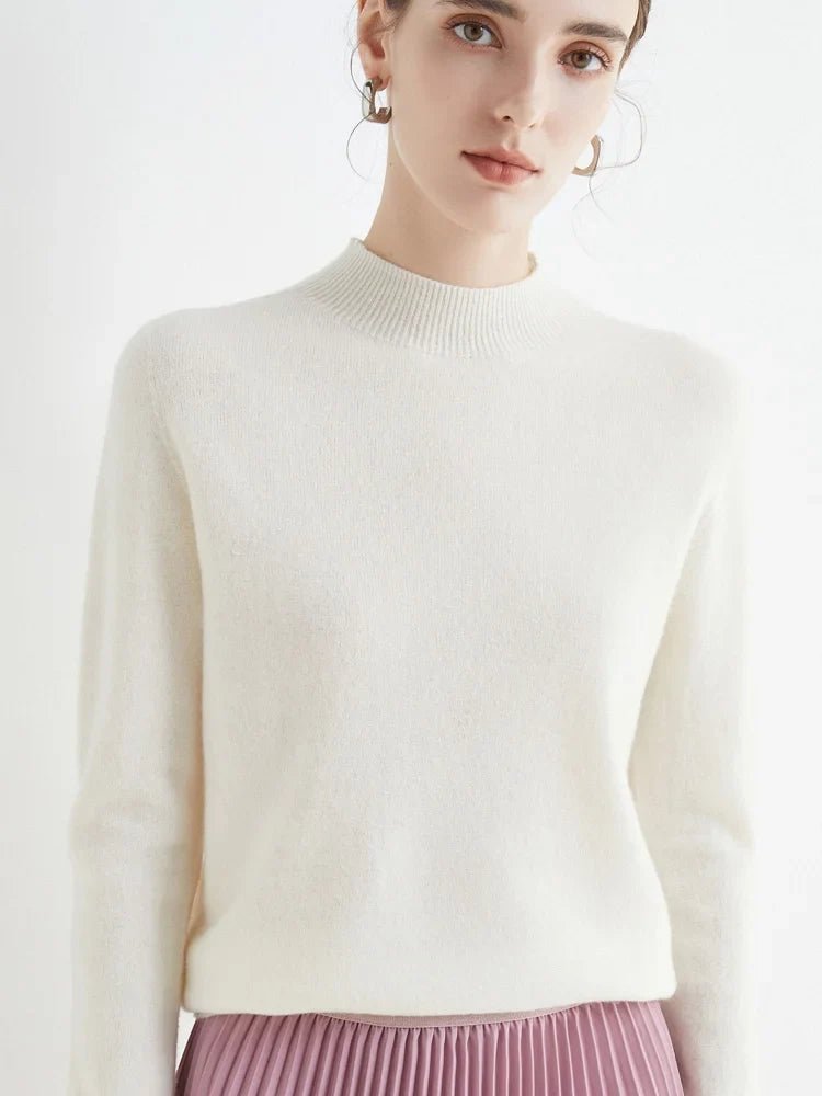 Pull en laine pour femme | Automne hiver, col de soie | Pull casual