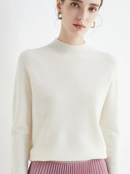 Pull en laine pour femme | Automne hiver, col de soie | Pull casual