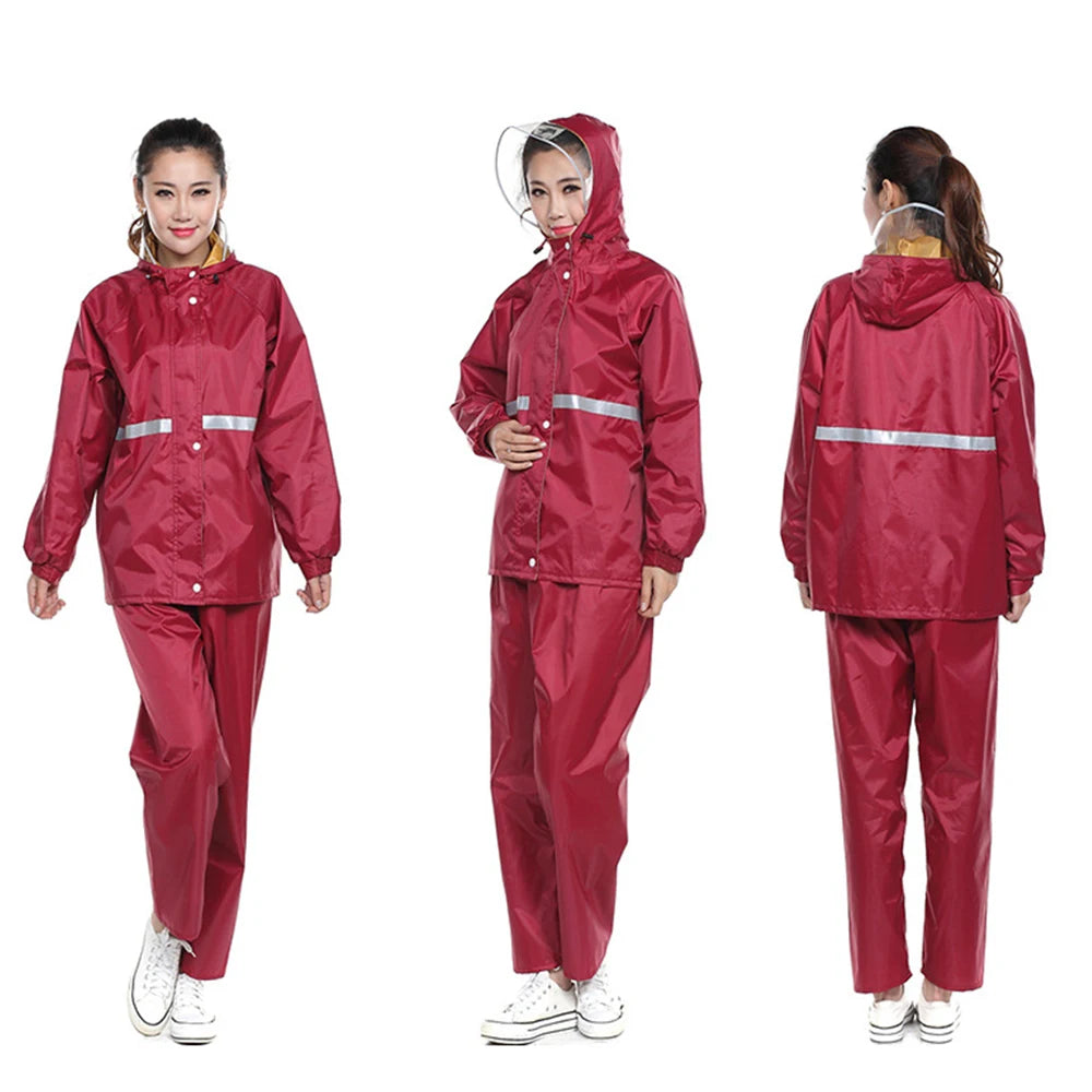 Veste de pluie femme avec pantalon, ensemble imperméable réfléchissant