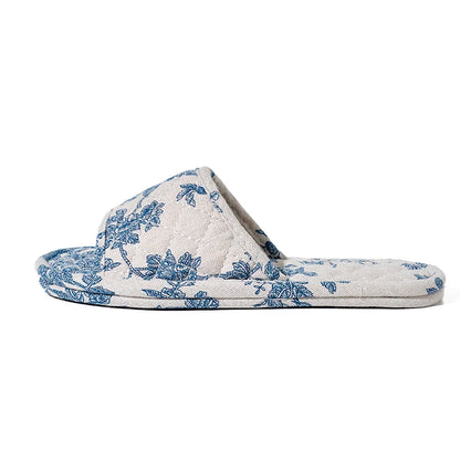 Chaussons femme coton floral antidérapants légers pour intérieur