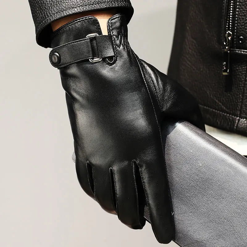 Gants hiver homme cuir peau de mouton doublure velours chaud