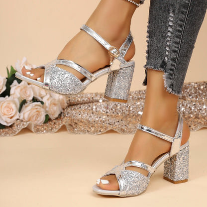 Sandales Femmes | Talons Hauts, Bout Ouvert | Or et Argent