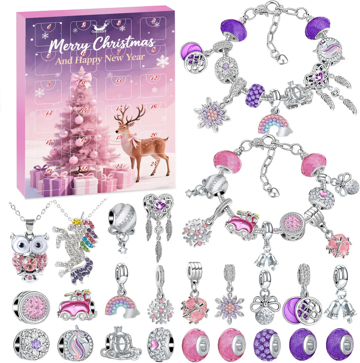 Calendrier avent bracelet charms DIY 24 jours Noël cadeau femme