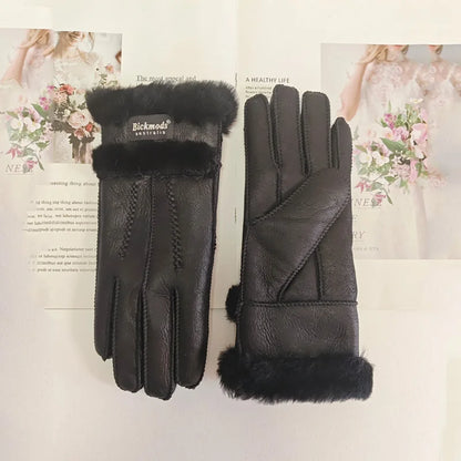 Gants femme cuir agneau doublure laine coutures main hiver