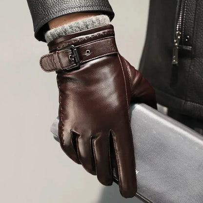 Gants hiver homme cuir peau de mouton doublure velours chaud