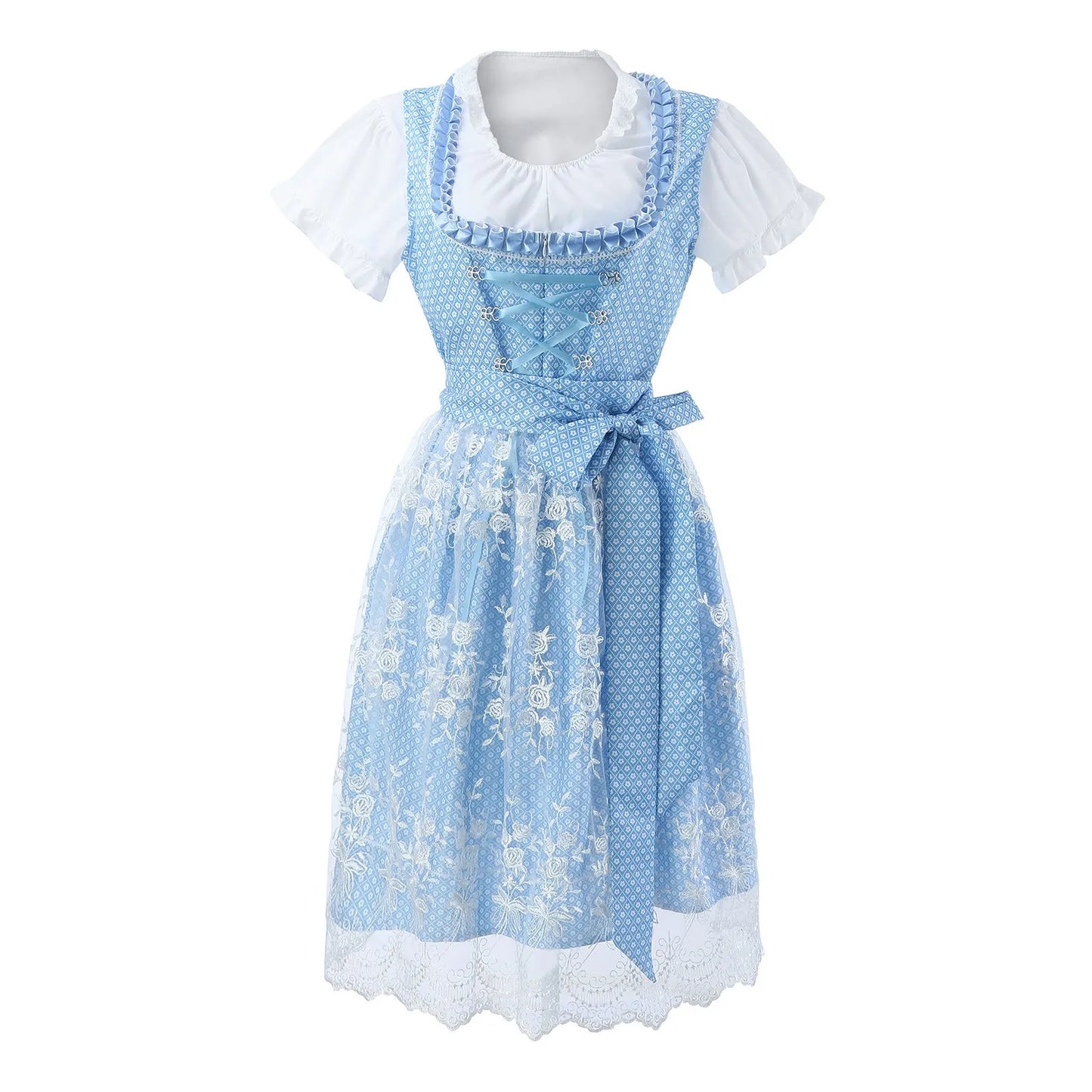 Dirndl Kleid Damen - Leichter Stoff - Trachtenkleid Oktoberfest - Festlicher Komfort