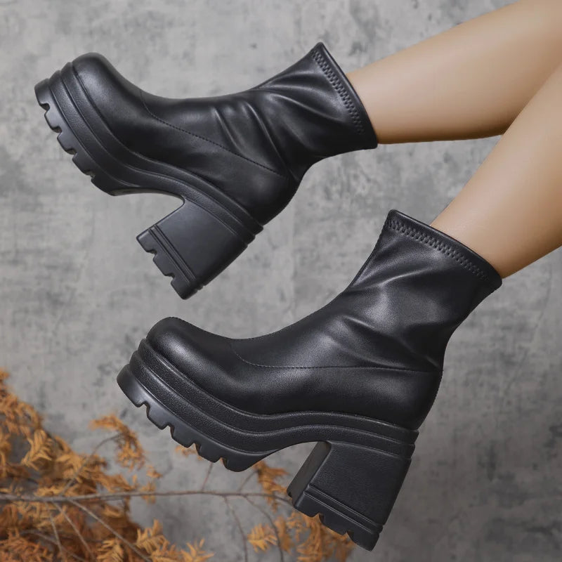 Bottes Courtes Femme | Cuir, Talon Haut, Bout Carré