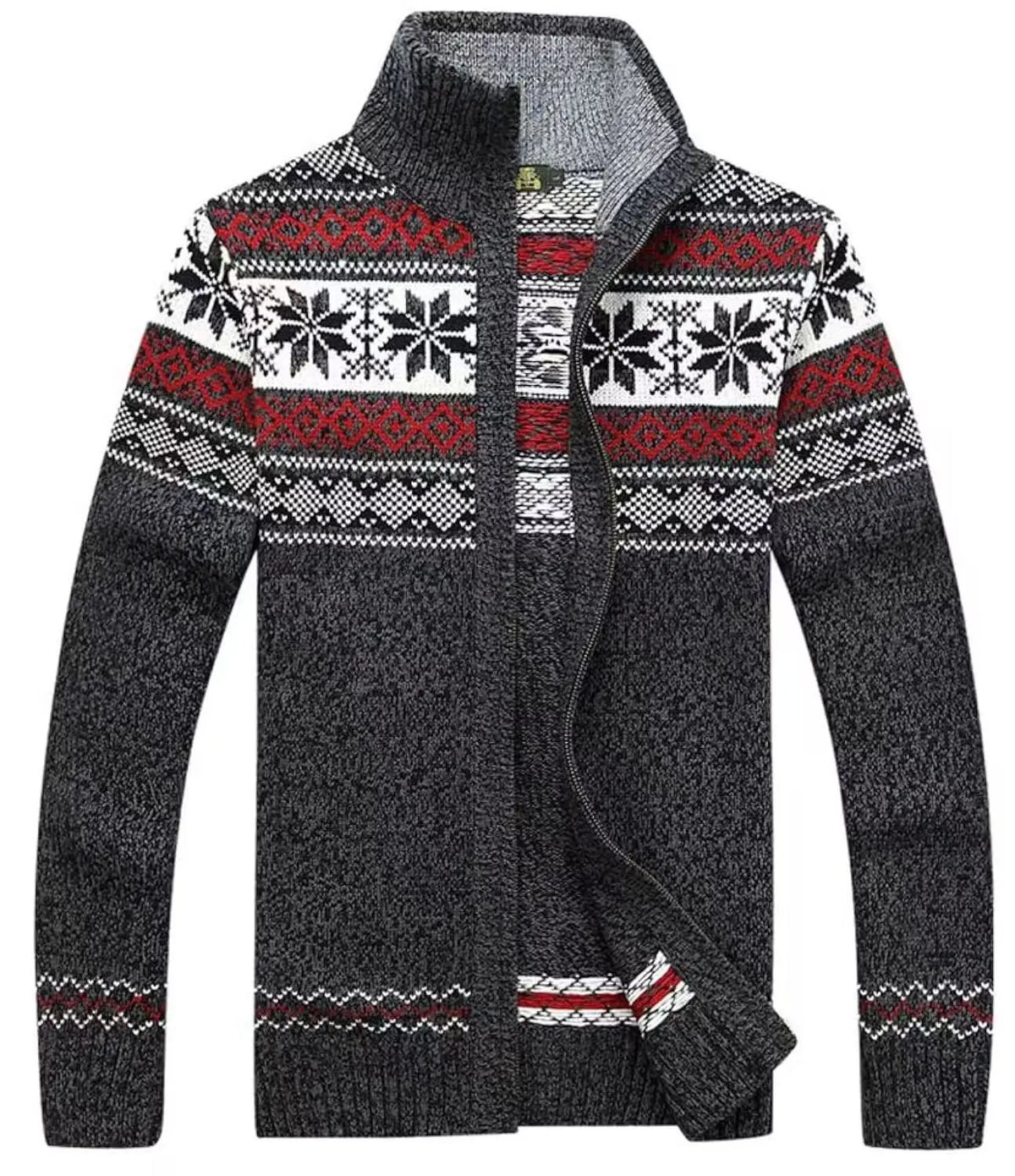 Cardigan homme zippé maille jacquard motif nordique