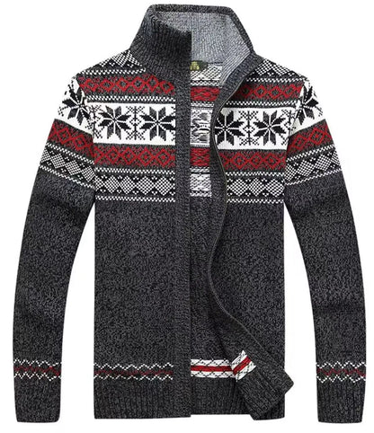 Cardigan homme zippé maille jacquard motif nordique