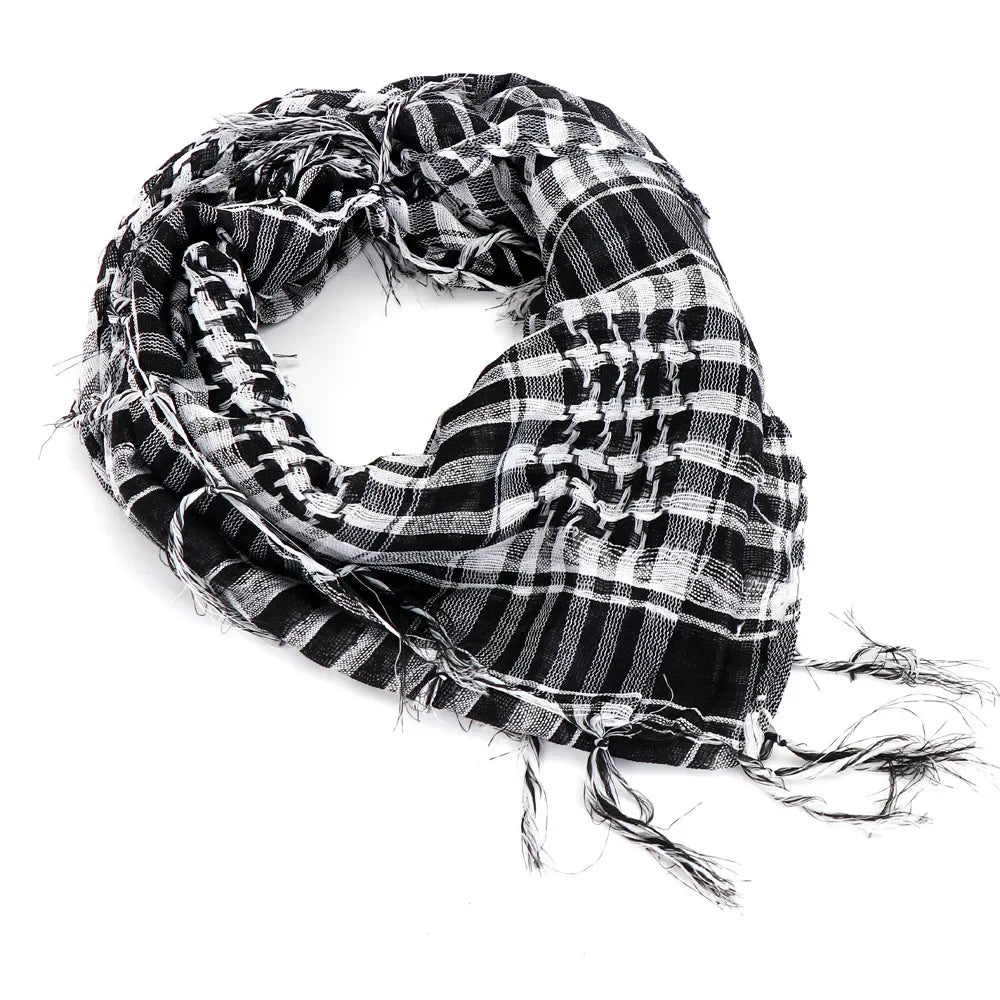 Écharpe homme femme shemagh tactique motif carreaux 100x100 cm