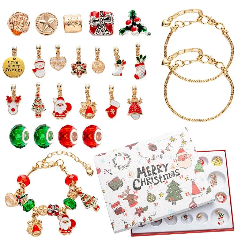 Calendrier de l'avent bijoux Noël 24 jours set collier bracelet