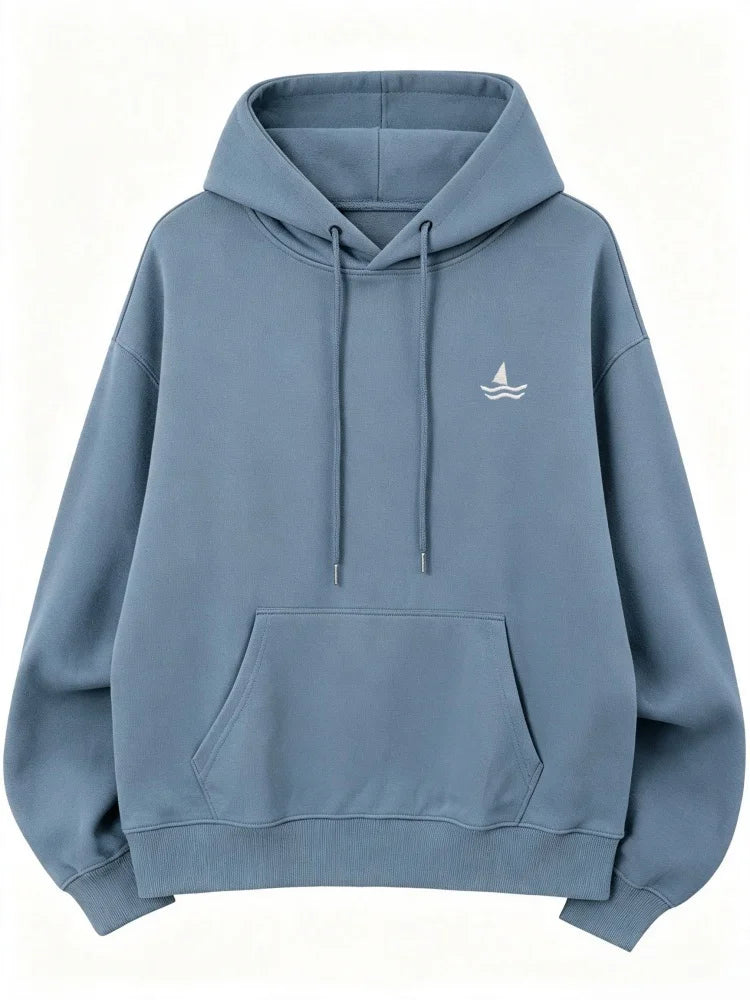Sweat à capuche oversize brodé unisexe manches longues motif animal