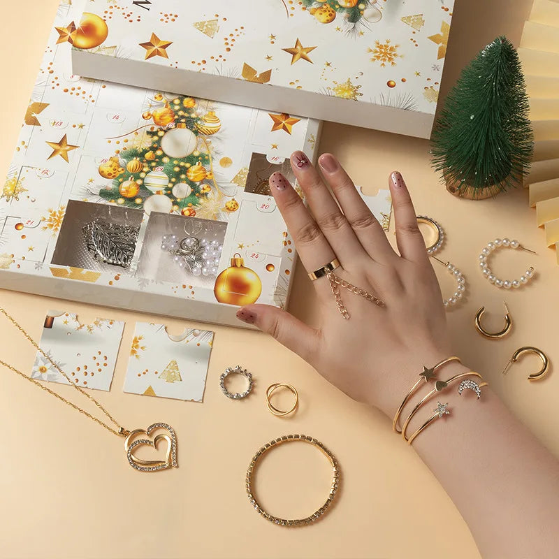 Calendrier de l'avent bijoux Noël 24 jours set collier bracelet