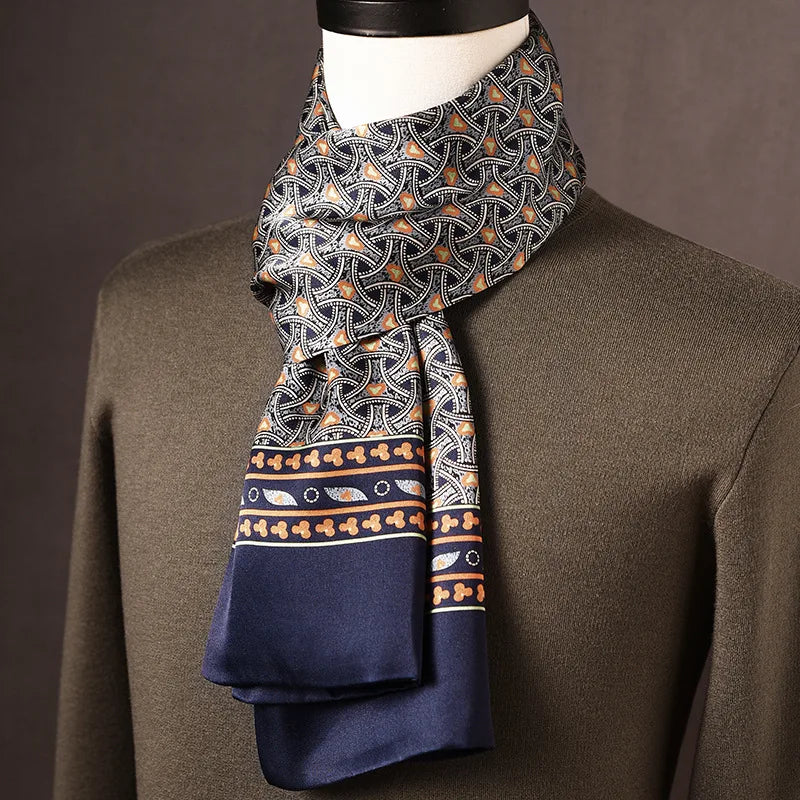 Écharpe homme soie 100% Mulberry à pois double épaisseur 160 cm