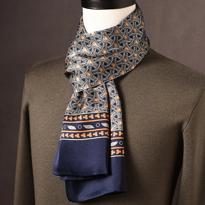 Écharpe homme soie 100% Mulberry à pois double épaisseur 160 cm