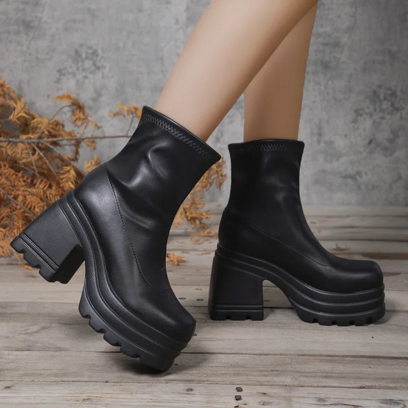 Bottes Courtes Femme | Cuir, Talon Haut, Bout Carré