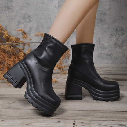 Bottes Courtes Femme | Cuir, Talon Haut, Bout Carré