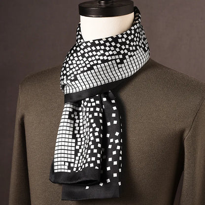 Écharpe homme soie 100% Mulberry à pois double épaisseur 160 cm