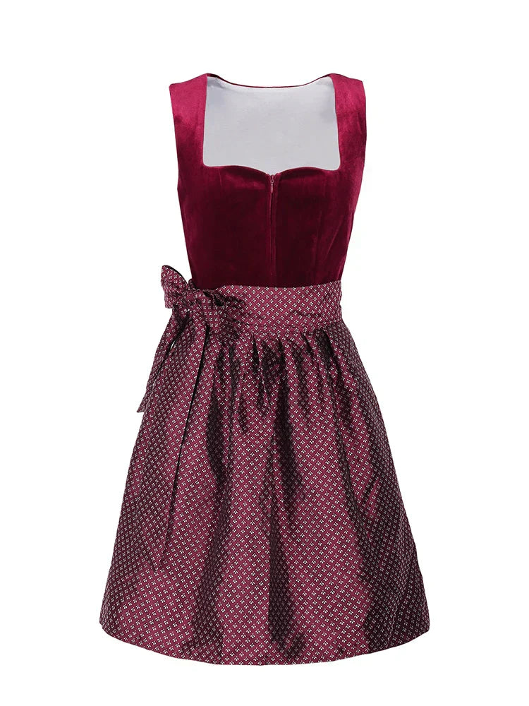 Dirndl Kleid Damen - Weicher Stoff - Elegantes Rot - Festkleid Oktoberfest