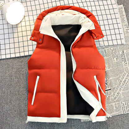 Doudoune sans manches homme imperméable avec capuche amovible, zip et poches rabats