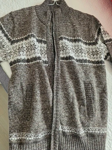 Cardigan homme coton épais col montant zippé automne hiver