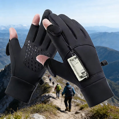 Gants hiver femme maille tactile coupe vent antidérapants noir