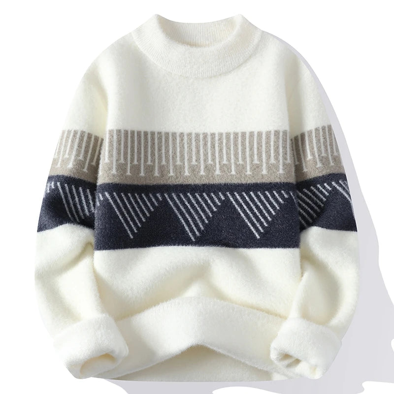 Pull de Noël homme col rond chaud automne hiver coupe décontractée
