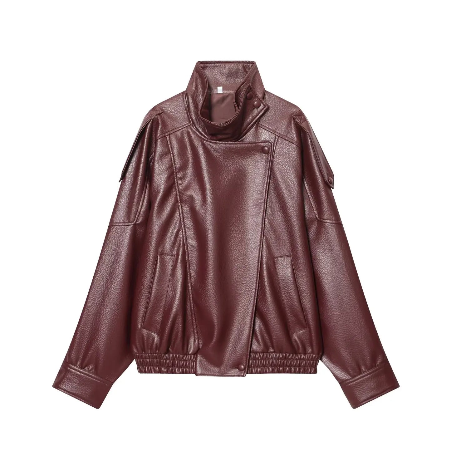 Veste en Cuir pour Femmes | Manches Longues, Boutonnée | Modèle Oversize