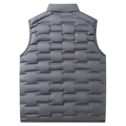 Doudoune sans manches homme imperméable, duvet blanc col montant