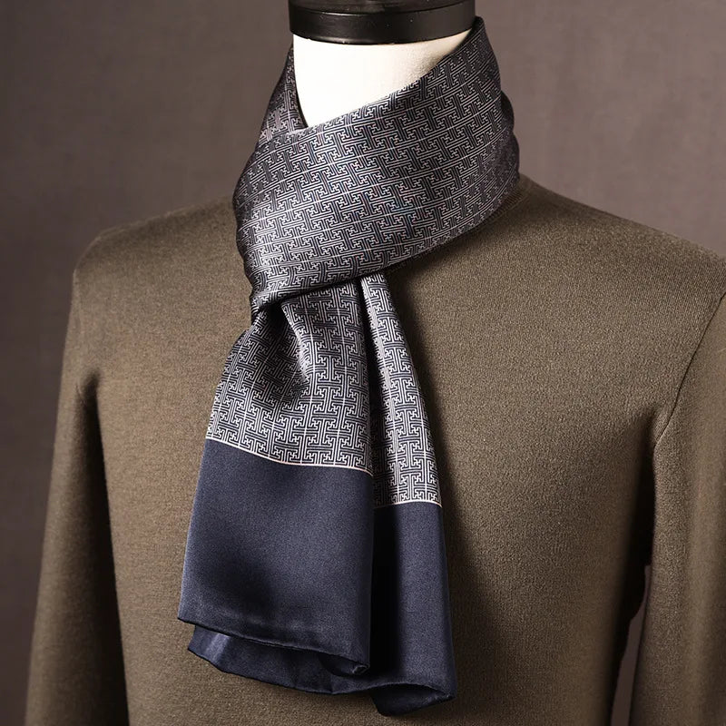 Écharpe homme soie 100% Mulberry à pois double épaisseur 160 cm
