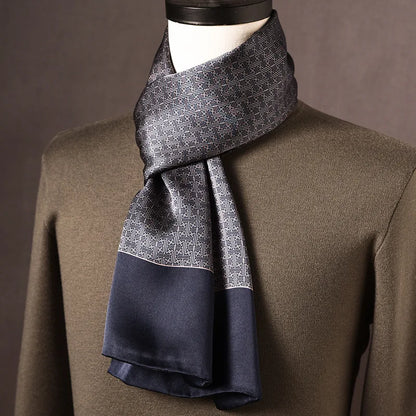Écharpe homme soie 100% Mulberry à pois double épaisseur 160 cm