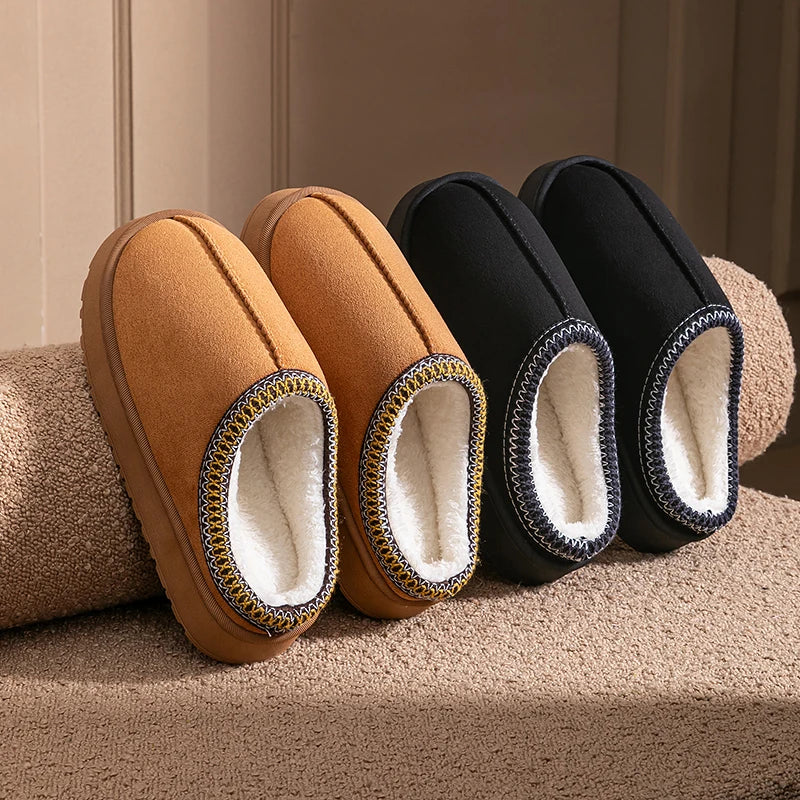 Chaussons femme doublure peluche semelle épaisse antidérapante hiver
