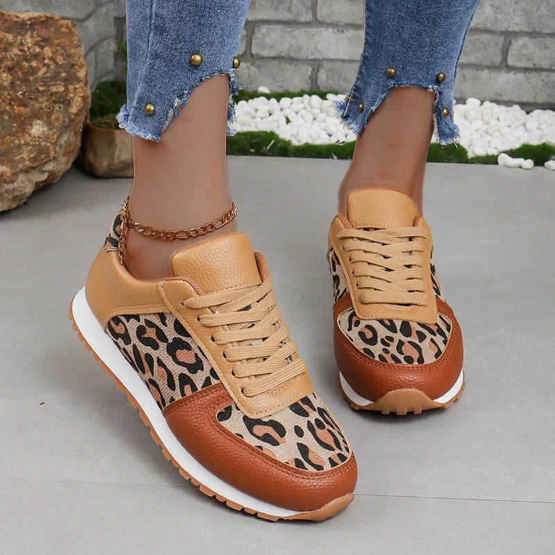 Baskets de jogging femme | Imprimé léopard, chaussures casual d'été