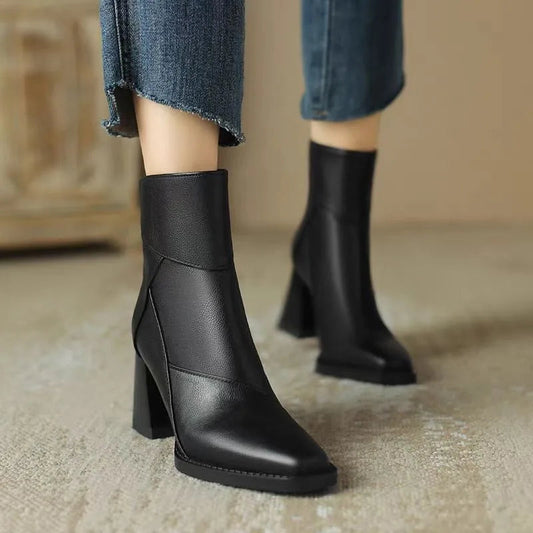 Bottes en Cuir à Talons - Élégance AMBER™ - Confort Chic-Chaussures-PARIS FEMME