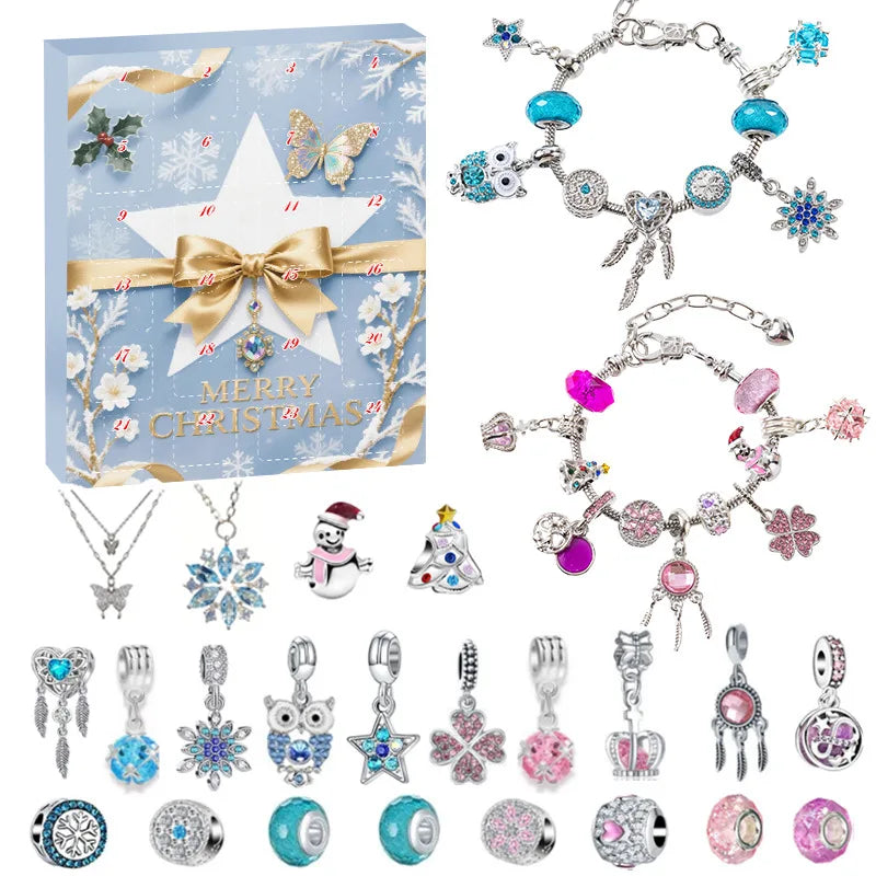 Calendrier avent bracelet charms DIY 24 jours Noël cadeau femme