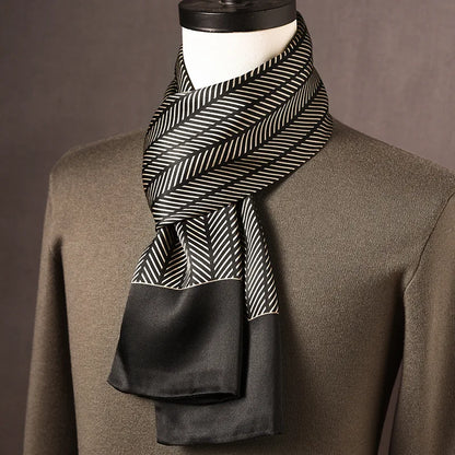 Écharpe homme soie 100% Mulberry à pois double épaisseur 160 cm