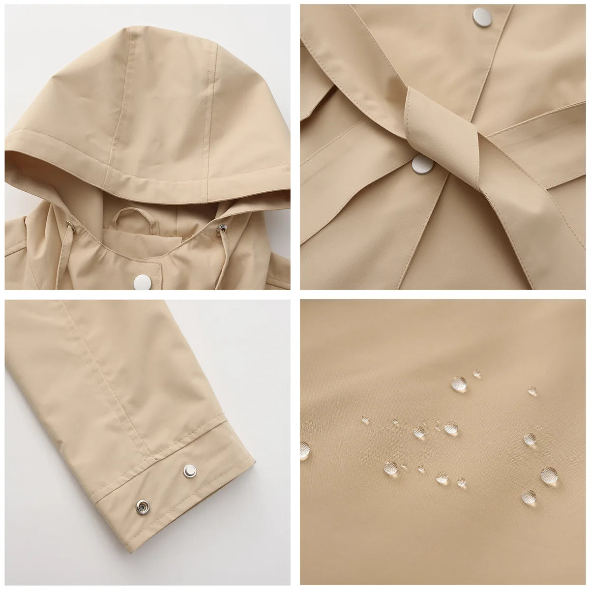 Imperméable femme trench long à capuche ceinture coupe fine