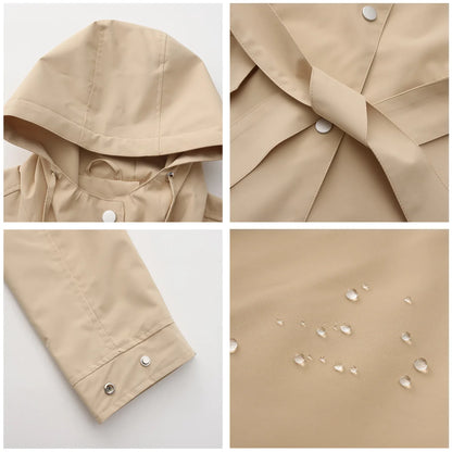 Imperméable femme trench long à capuche ceinture coupe fine