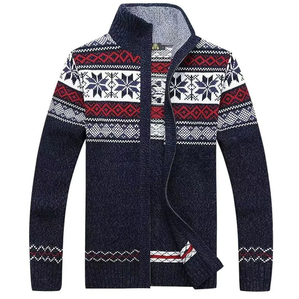 Cardigan homme zippé maille jacquard motif nordique