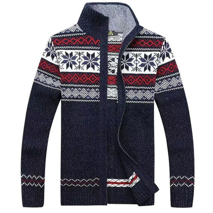 Cardigan homme zippé maille jacquard motif nordique