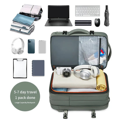 Sac à dos ordinateur imperméable USB avec compartiment 17 pouces et extensible 39L