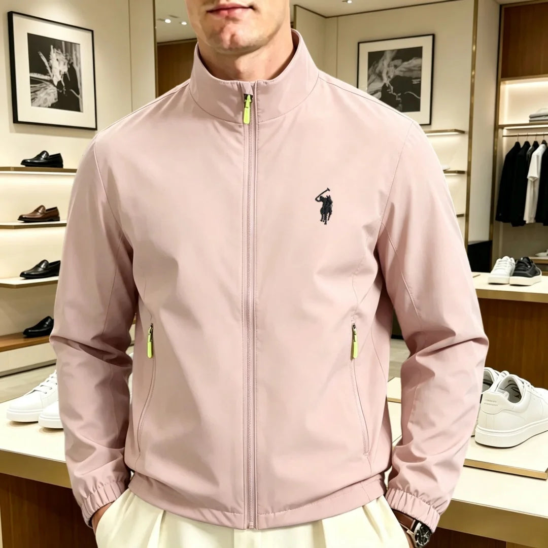 Veste zippée col montant brodée homme femme, imperméable casual mi-saison