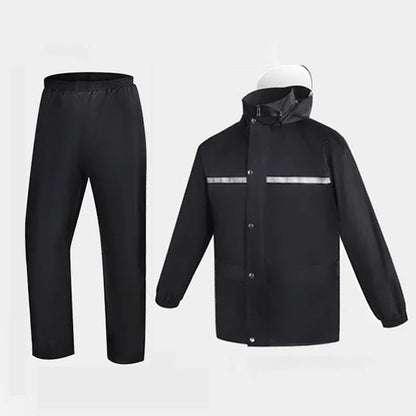 Combinaison de pluie imperméable unisexe avec bandes réfléchissantes veste capuche et pantalon