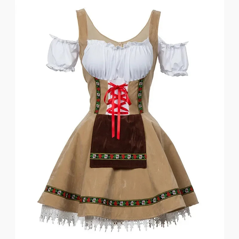 Robe Mini Dirndl Femme - Tissu Léger - Élégante Mode Trachten Oktoberfest
