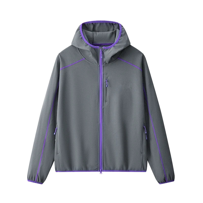 Veste softshell col montant zippée gauffrée homme femme printemps automne